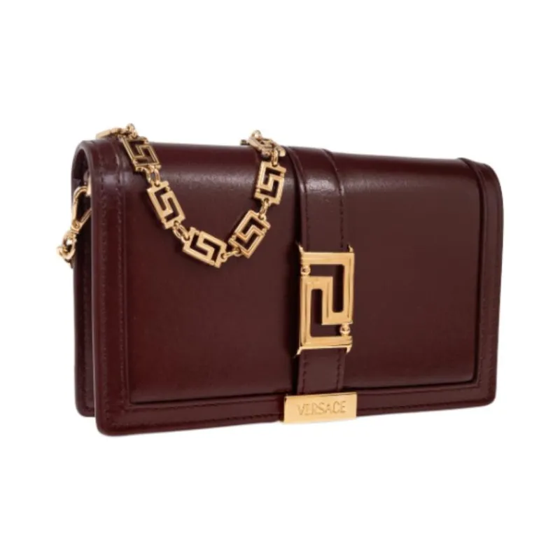 VERSACE Greca Goddess Calfskin Shoulder Bag Mini Women's Burgundy-1