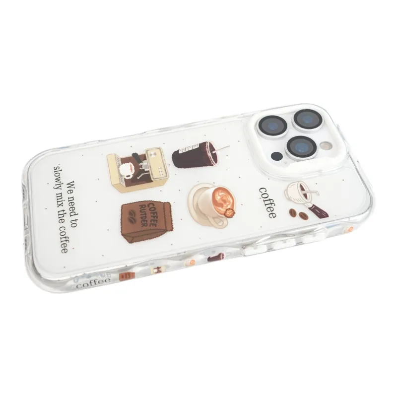 Wei Xin Acrylic Material Ink Splatter Coffee Latte Phone Cases Compatible With IPhone 16/15 Pro Max/Apple 13/14 Pro/Max-3