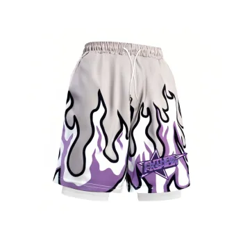 IXXAT Sports Shorts Unisex White Purple Five Pointed Star Letter
