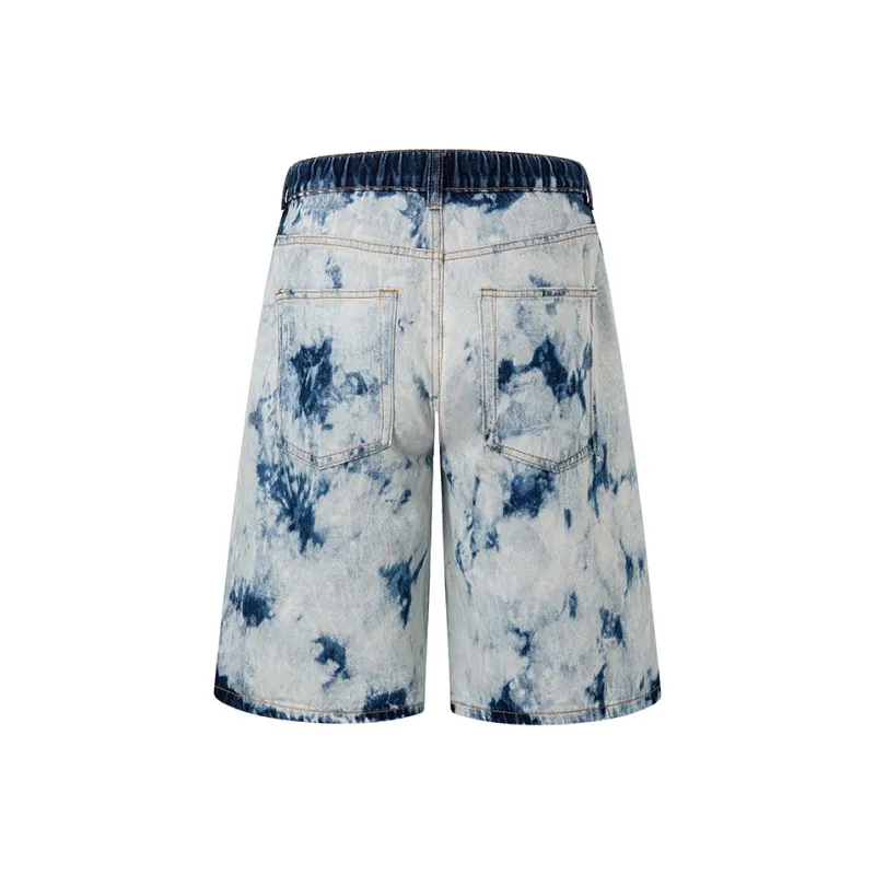 ZENGZHI Denim Shorts Unisex Snowflake Blue-1