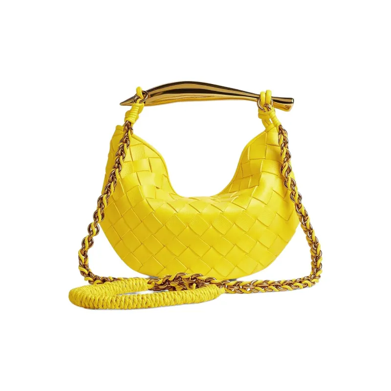 Bottega Veneta Lambskin Shoulder Bag, Crossbody Bag, Handbag Women's Sulfur-3