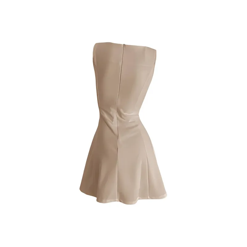 DOKZB Sleeveless Dresses Women's Milk Tea Beige-1