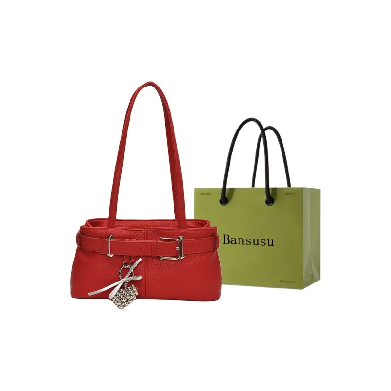 Bansusu PU Shoulder Bag Women's Black/Ecru/Red/Gray Blue-12