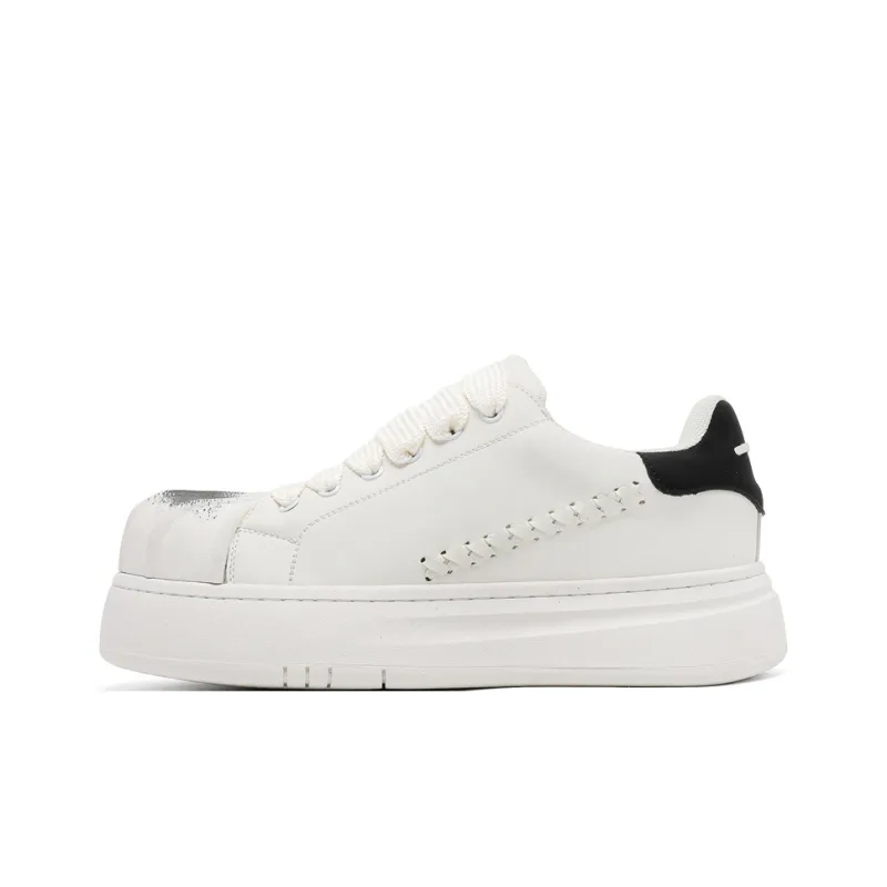 WEISHIBANGWEI Height Increasing Low Top Skateboard Shoes Men's White-0