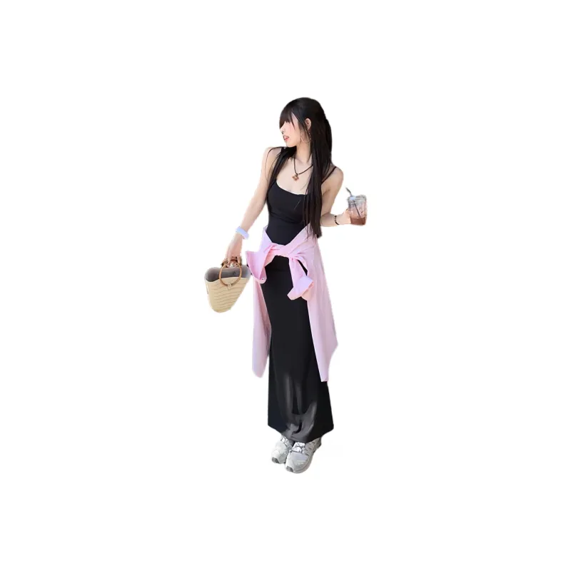 XIANSINIAO Slip Dresses Women's Black Not Included Coat-0