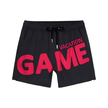 GAILANG Beach Shorts Men Black/Red Two Piece Set, Stretch Fabric