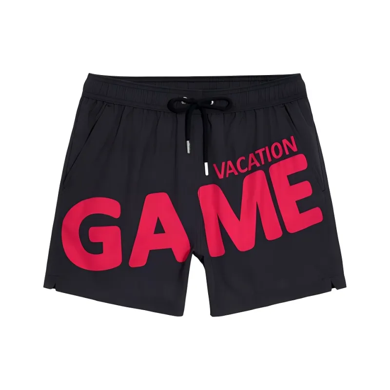 GAILANG Beach Shorts Men Black/Red Two Piece Set, Stretch Fabric-0