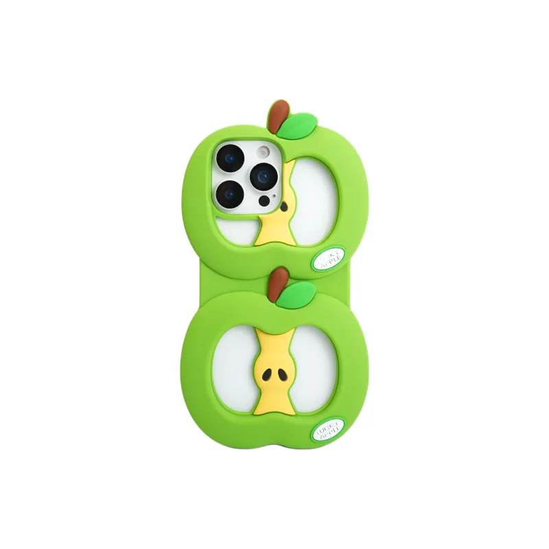 Wei Xin Silicone Material Cut Out Red Green Apple Phone Cases Compatible With IPhone 16/15 Pro Max/Apple 13/14 Pro/Max-4