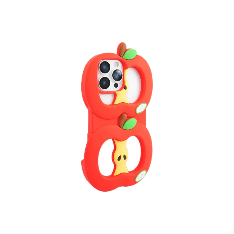 Wei Xin Silicone Material Cut Out Red Green Apple Phone Cases Compatible With IPhone 16/15 Pro Max/Apple 13/14 Pro/Max-2