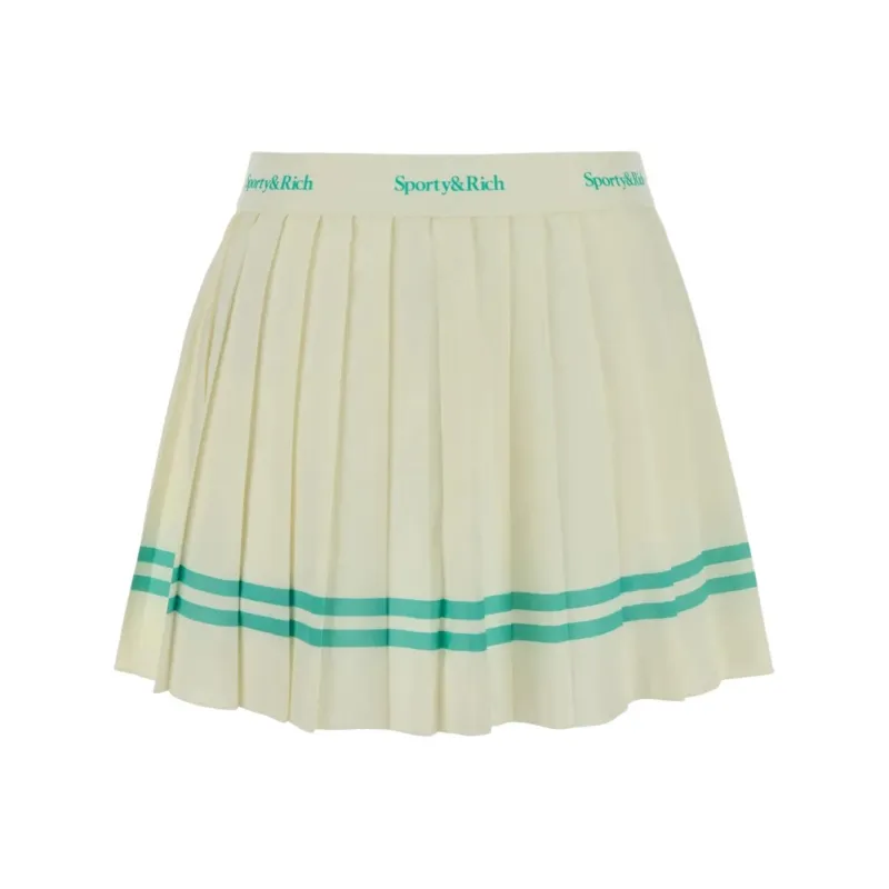 SPORTY & RICH Logo Detailed Pleated Skirt-0