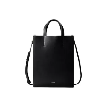 CALVIN KLEIN Leather Tote Bag, Shopping Bag, Shoulder Bag, Handbag Small Size Women's Black