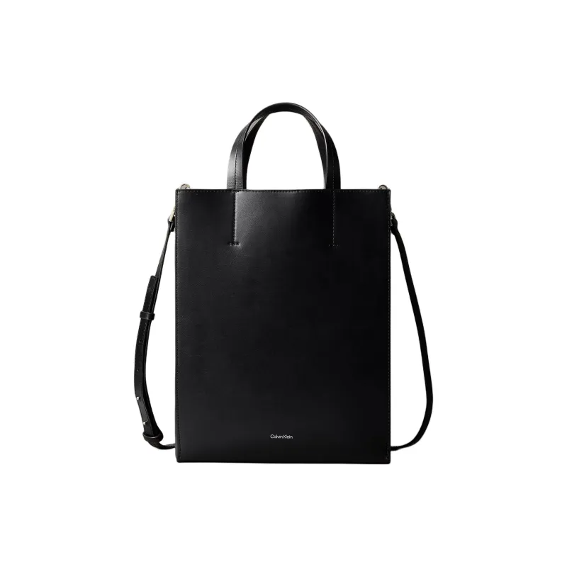 CALVIN KLEIN Leather Tote Bag, Shopping Bag, Shoulder Bag, Handbag Small Size Women's Black-0