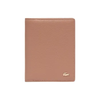 LACOSTE Leather Wallet Unisex Pink Beige