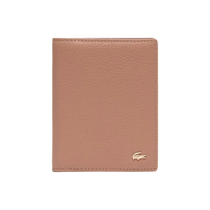 LACOSTE Leather Wallet Unisex Pink Beige-0
