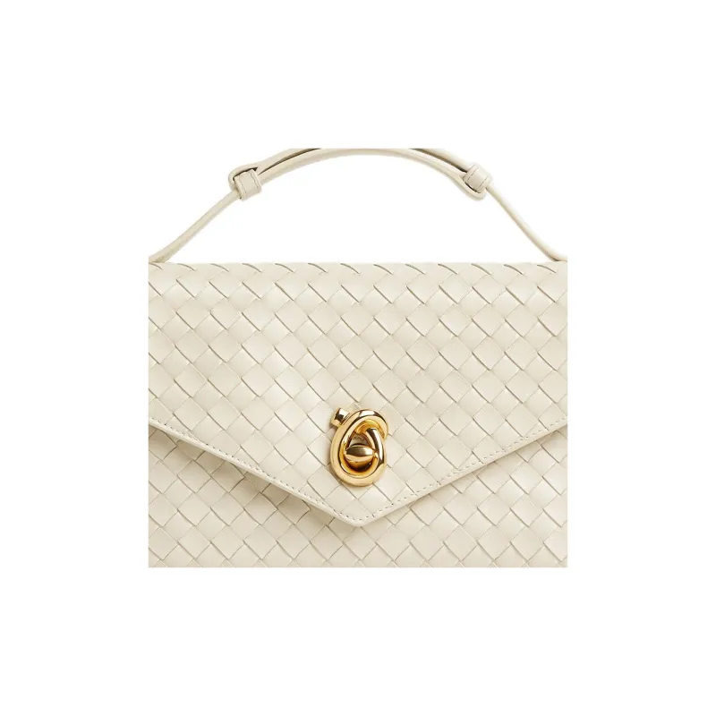 Bottega Veneta Intrecciato Lambskin One Shoulder Handbag Women's Sea Salt Color-4