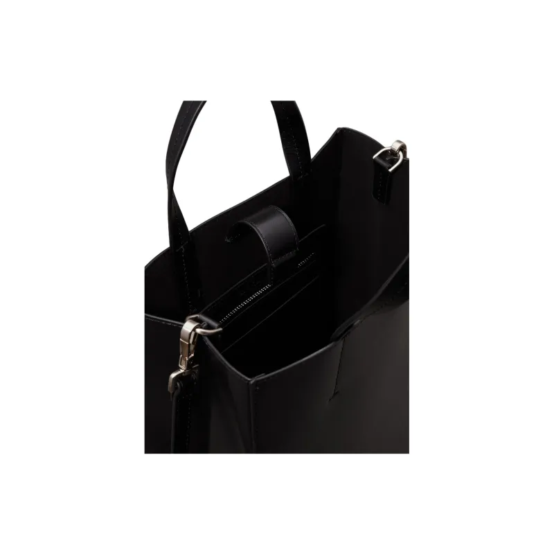 CALVIN KLEIN Leather Tote Bag, Shopping Bag, Shoulder Bag, Handbag Small Size Women's Black-5