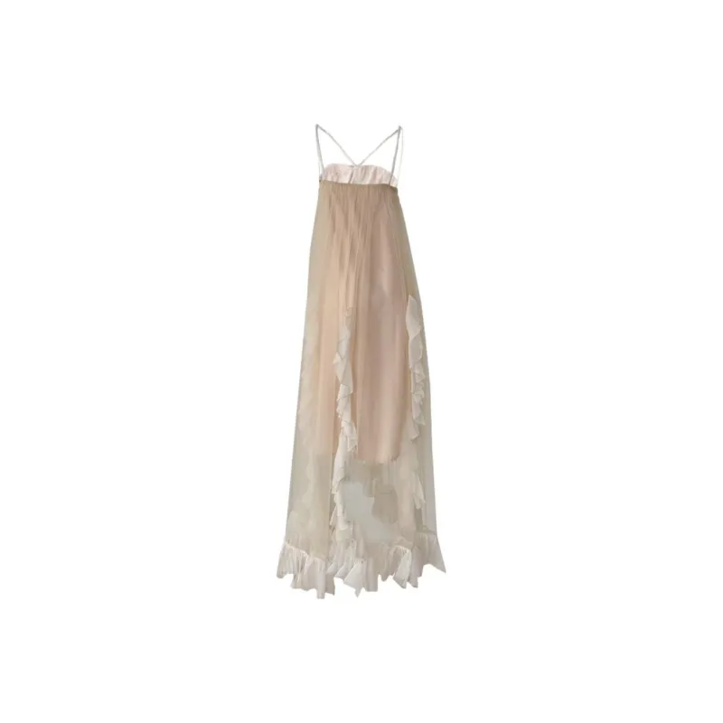 DOKZB Slip Dresses Women's Colored Glaze Light Apricot-1