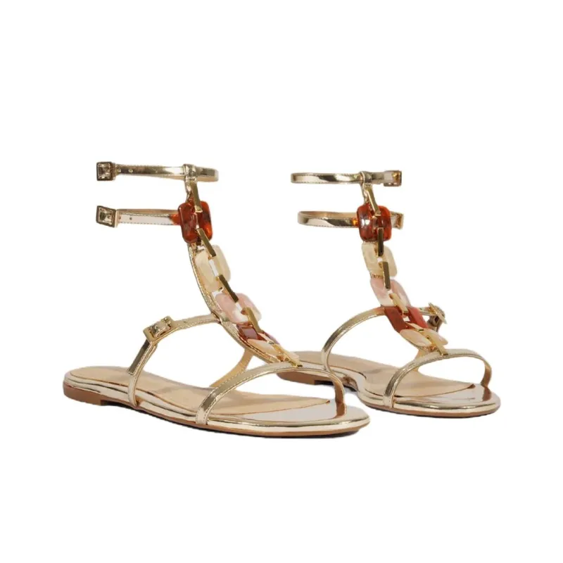 Schutz Cassand Roman Sandals Women's Gold-2