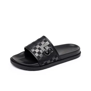 XIMO BULL Rubber Sole Slip Resistant Slide Slippers Men's Black