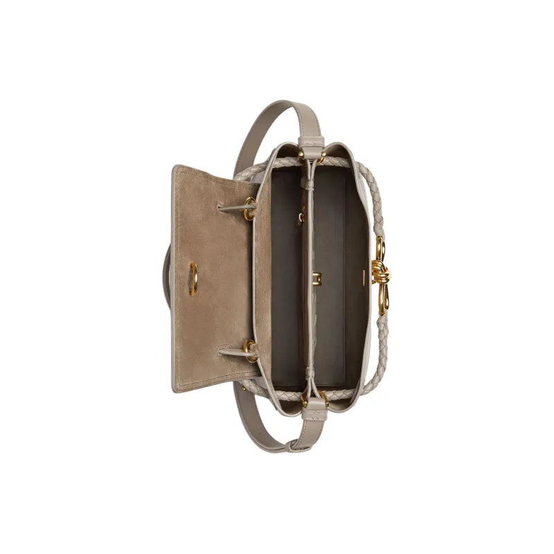 Bottega Veneta Calfskin Shoulder Bag, Crossbody Bag, Handbag Trumpets Women's Lime Stone Color-3