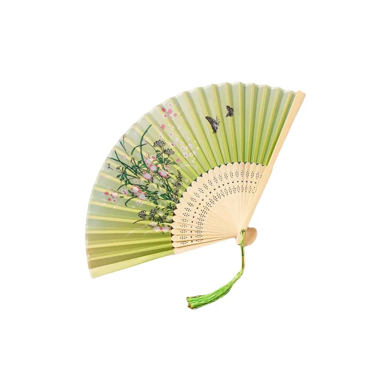 JINGDI Twill Damask And Silk Foldable Small Fan-2