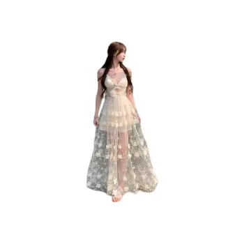 Mu Xiao Xin Slip Dresses Women's Pear Blossom White