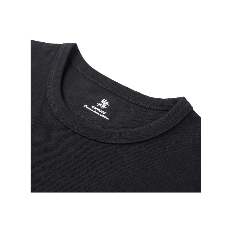 SIMWOOD T Shirts Men Washed Carbon Black-2
