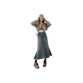 XIANSINIAO Denim Long Skirt Women's