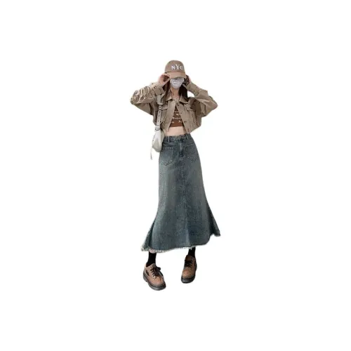 XIANSINIAO Denim Long Skirt Women's