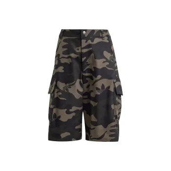 Adidas Originals CAMO ALLOVER PRINT TWILL JORTS Cargo Shorts Women's Dark Olive Green/Black/Carbon Black