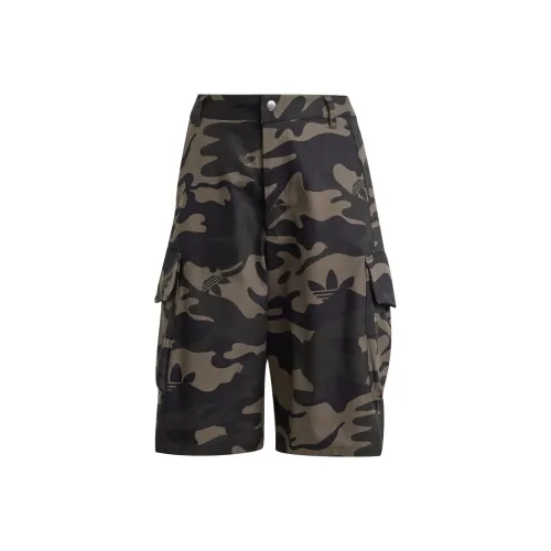 Adidas Originals CAMO ALLOVER PRINT TWILL JORTS Cargo Shorts Women's Dark Olive Green/Black/Carbon Black