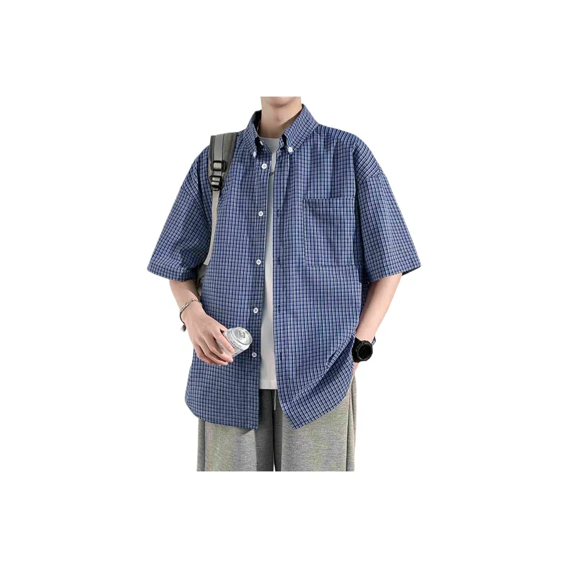 KFKU Shirts Unisex Blue Plaid-0
