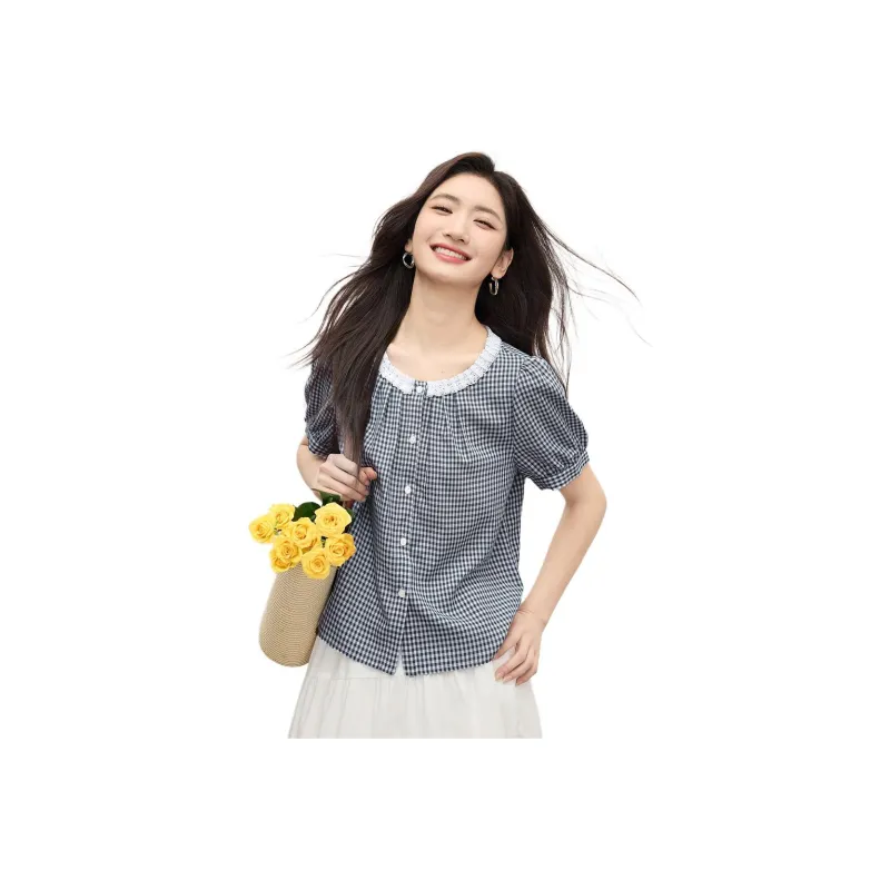 Flowers In Water Short Sleeved Shirt Women's-4