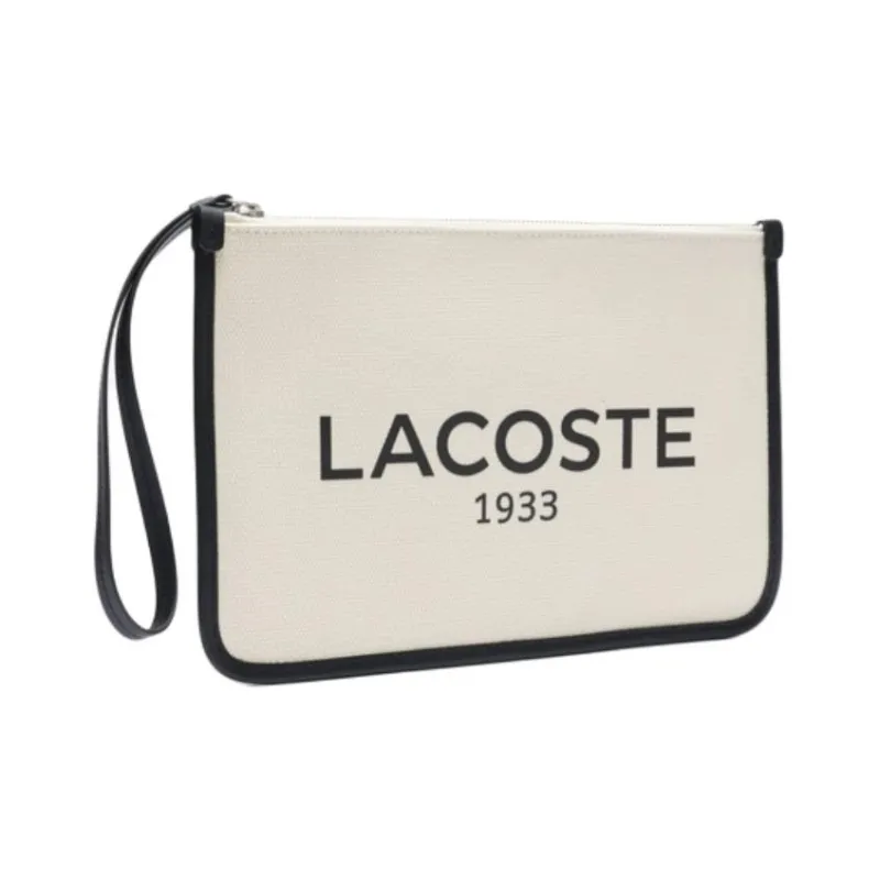 LACOSTE Cotton Fabric Clutch Women's White-1