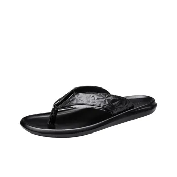 Dunnu Stitching Abrasion Resistant Flip Flops Men's Black