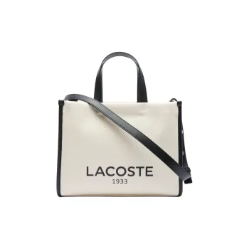 LACOSTE Cotton Shoulder Bag, Crossbody Bag, Handbag Women's Ecru