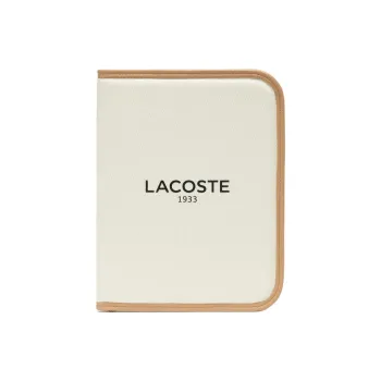 LACOSTE Cotton Pencil Case Travel Storage Bag Women's White
