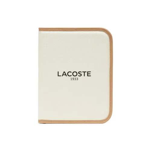 LACOSTE Cotton Pencil Case Travel Storage Bag Women's White