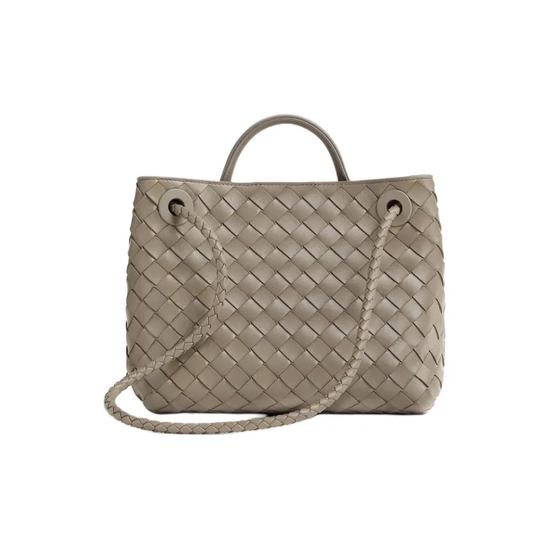 Bottega Veneta Intrecciato Lambskin One Shoulder Handbag Trumpets Women's Limestone Color-2