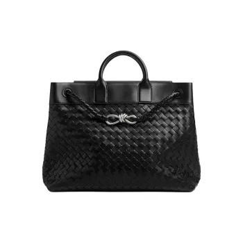 Bottega Veneta Andiamo Series Cow Leather Handbag Men's Black
