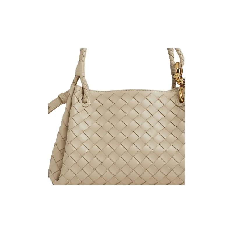 Bottega Veneta Intrecciato Lambskin Shoulder Bag, Crossbody Bag, Handbag Medium Size Women's Khaki-4