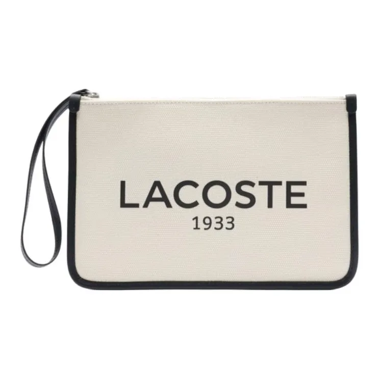 LACOSTE Cotton Fabric Clutch Women's White-0