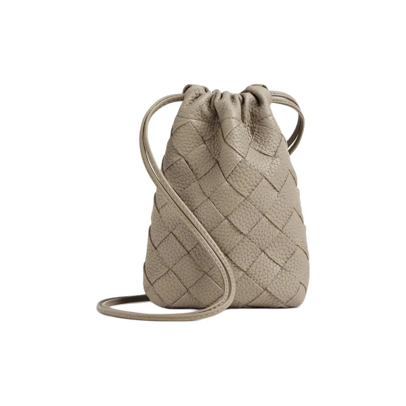 Bottega Veneta Calfskin Shoulder Bag, Crossbody Bag Men's Gray Brown-2