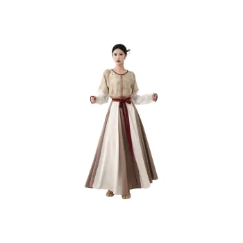 XINGHEHANGE Tang Style Top With Twelve Ripped Skirts Set Women's