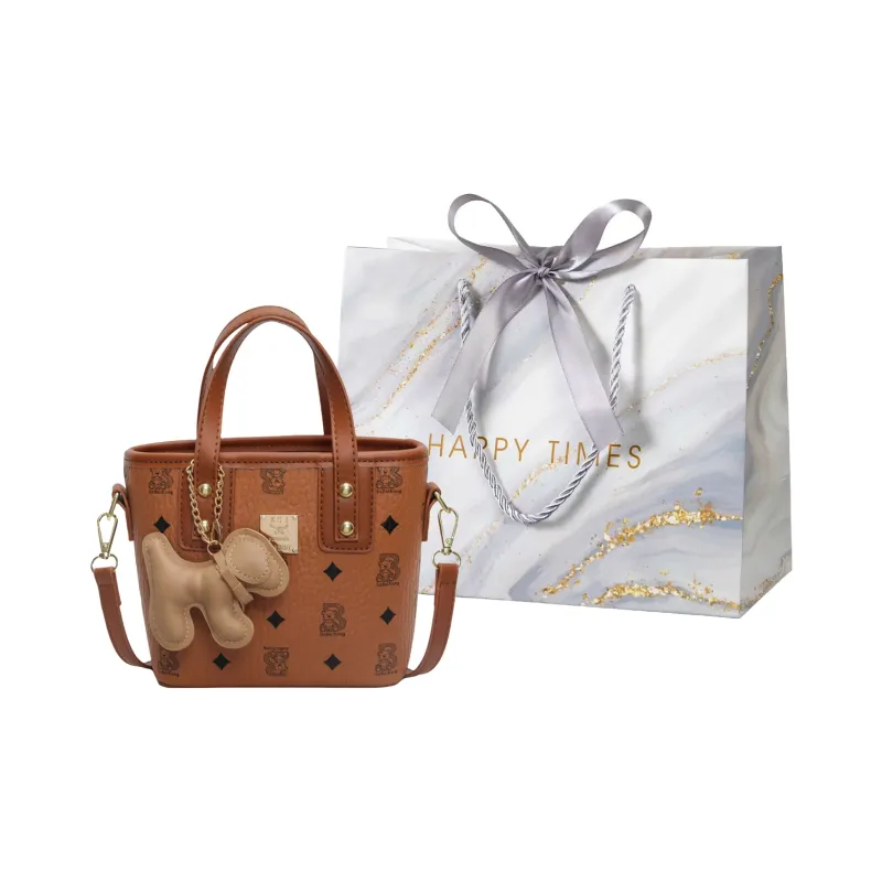 Miss Angel PU Crossbody Handbag Women's Brown/Pink-24