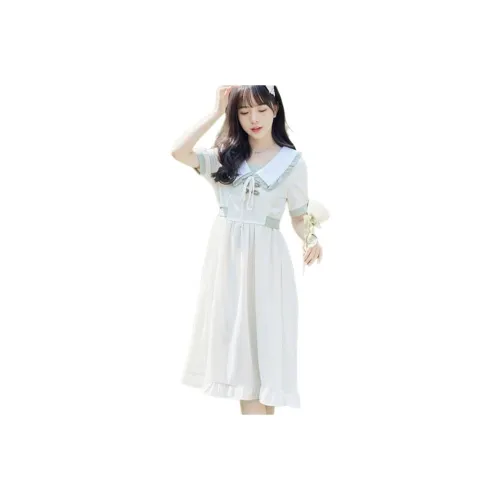 Flowers In Water Short Sleeved Dress Women's