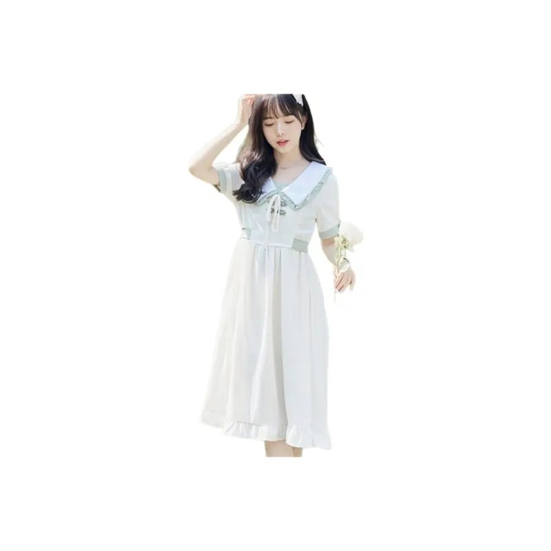 Flowers In Water Short Sleeved Dress Women's-0
