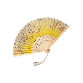 JINGDI Twill Damask And Silk Foldable Small Fan