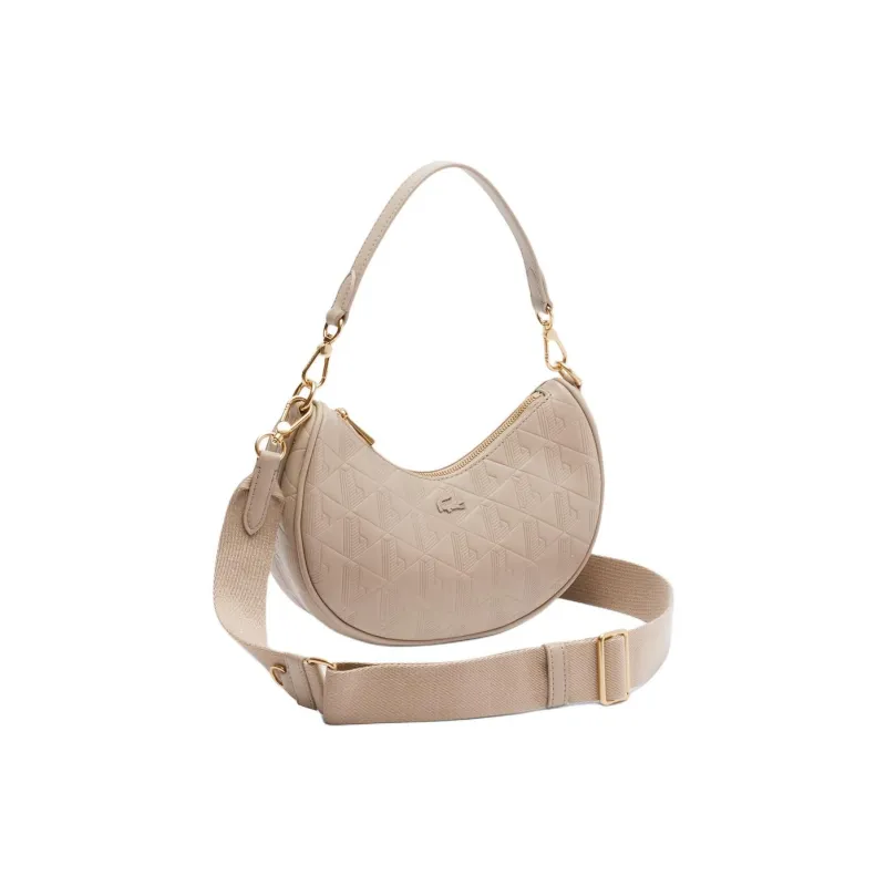 LACOSTE Cow Leather One Shoulder Handbag Women's Beige-1