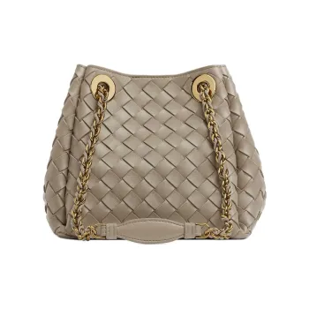 Bottega Veneta Intrecciato Lambskin Shoulder Bag Trumpets Women's Umber
